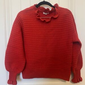 Madewell Med Women's Red Ruffled Sweater
